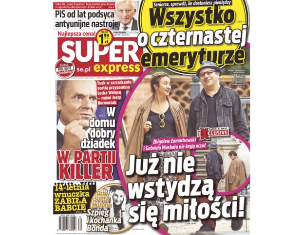 Gabriela Muskała i Zbigniew Zamachowscy na okładce tabloidu/ "Super Express"