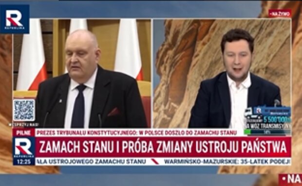 Telewizja Republika relacjonuje "zamach stanu"/Instagram @TVRepublika