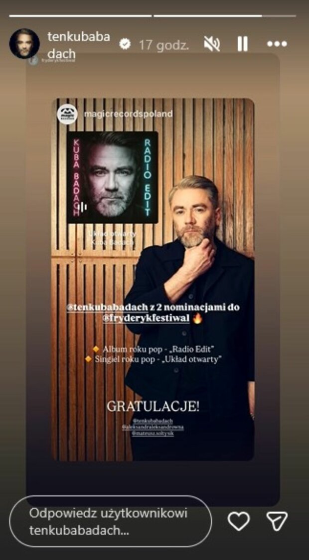 Relacja Kuby Badacha/Instagram