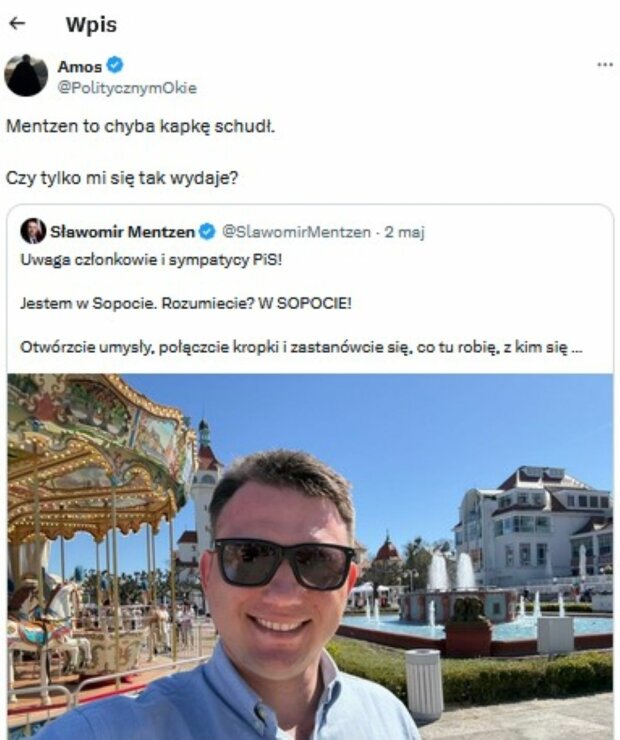 Wpis dotyczący Sławomira Mentzena/X
