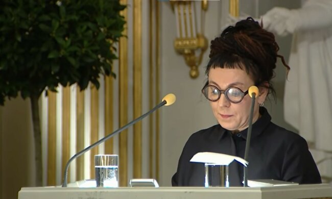Olga Tokarczuk, screen Youtube @NobelPrize