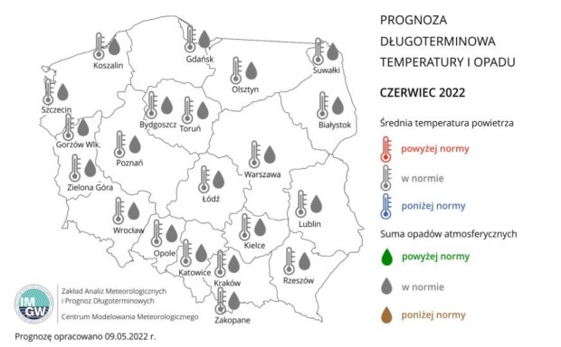 Prognoza pogody na czerwiec 2022 roku/imgw.pl