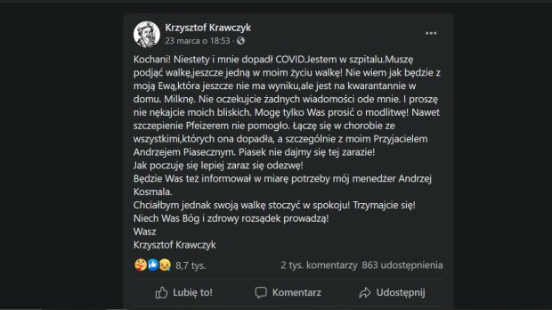 Krzysztof Krawczyk/Facebook