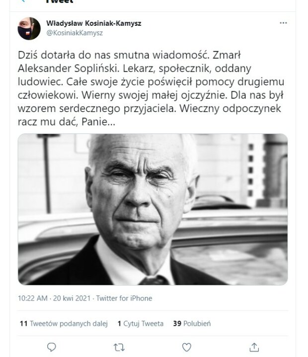 Aleksander Sopliński Twitter