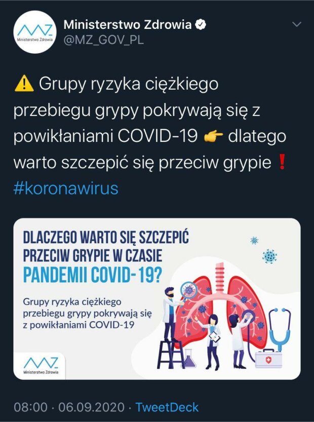 Apel Ministerstwa Zdrowia do Polaków (Twitter)