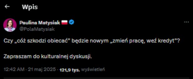 Wpis Pauliny Matysiak/Twitter