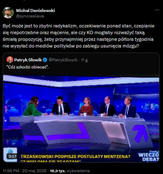 Wpis Michała Danielewskiego/Twitter