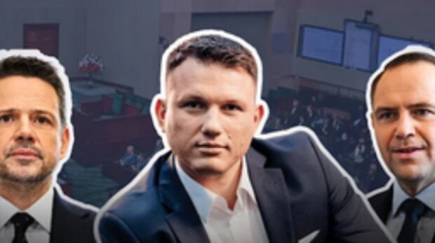 Rafał Trzaskowski, Sławomir Mentzen, Karol Nawrocki/YouTube @Sławomir Mentzen