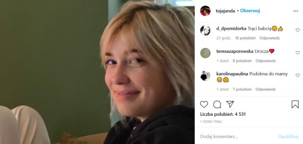 Wnuczka aktorki, Jadzia (Instagram)