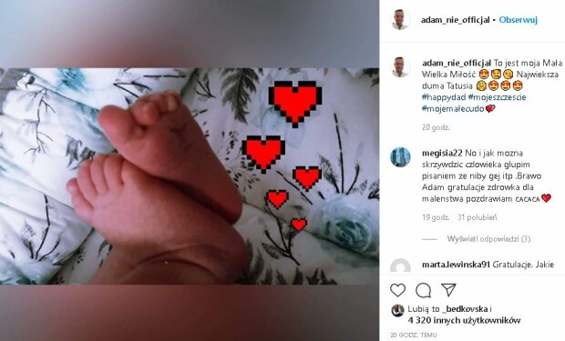 Adam Miciak został ojcem. Źródło: instagram.com