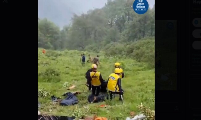 helikopter runął na ziemię, screen X @assamtribuneoff