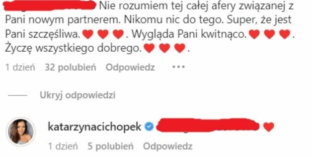 Reakcja Katarzyny Cichopek/Instagram @Katarzyna Cichopek