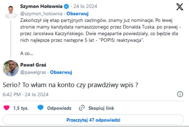 Wpis Szymona Hołowni/Twitter