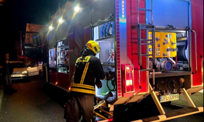 Pożar w Grębocicach/Facebook @Komenda Powiatowa Państwowej Straży Pożarnej w Polkowicach