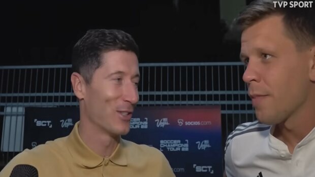 Szczęsny i Lewandowski, screen Youtube @tvp_sport