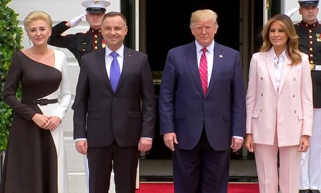 Melania Trump, Agata Duda/screen Youtube @VOA News