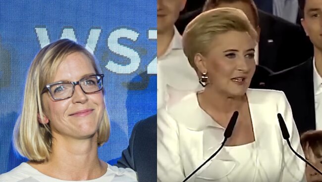 Tak prezentowały się Agata Duda i Małgorzata Trzaskowska w czasie głosowania. Która wyglądała lepiej
