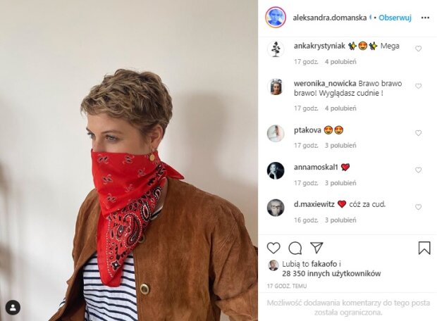 Aleksandra Domańska pochwaliła się nową fryzurą, źródło: Screen Instagram
