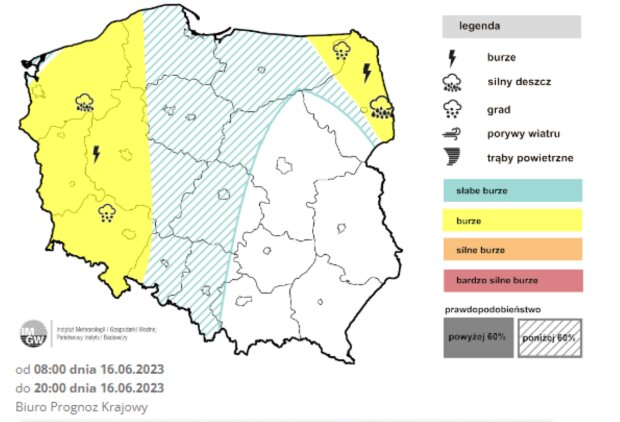 Prognoza burz na 16 czerwca/imgw.pl