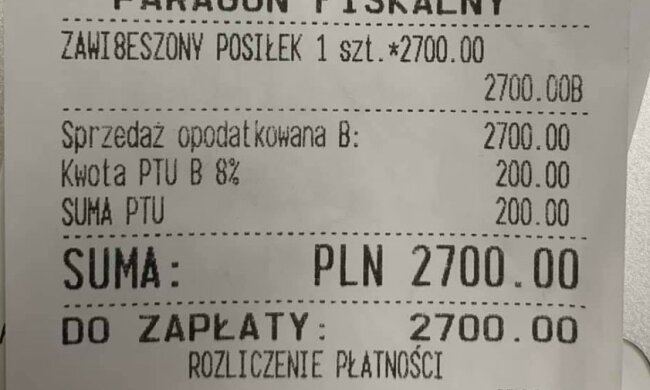 Mężczyzna zamówił w restauracji posiłek za blisko trzy tysiące złotych, po czym zawiesił rachunek. O co chodzi