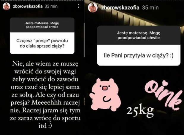 Zofia Zborowska o swojej wadze/Instagram @Zofia Zborowska