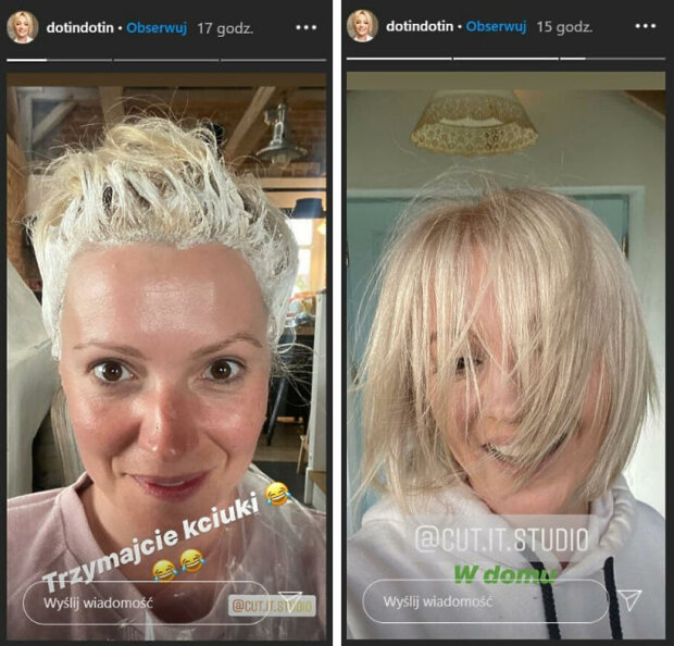 Dorota Szelągowska pochwaliła się efektami domowej koloryzacji włosów, źródło: Party.pl