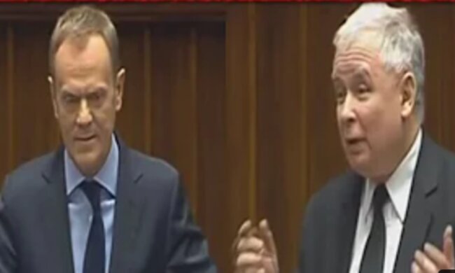 Donald Tusk, Jarosław Kaczyński/YouTube @hans kloss
