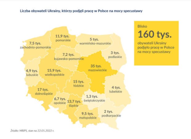 Liczba pracujących Ukraińców/biznes.interia.pl