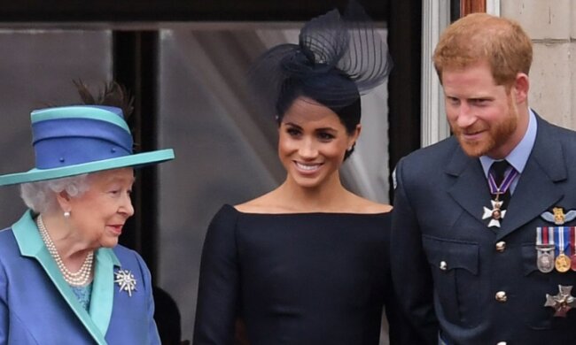 Meghan, Harry i królowa Elżbieta. Źródło: people.com