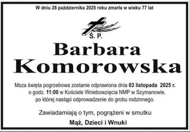 Odeszła Barbara Komorowska. Podano szczegóły pogrzebu/Facebook